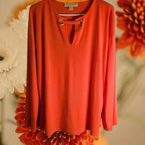 Michael Kors Medium long sleeve polyester blend stretch orange woman's blouse.